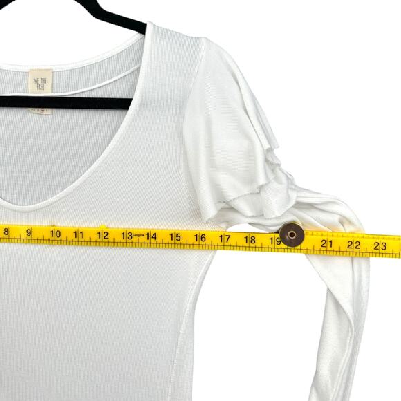 We The Free White Ruffle Sleeves Round Neck Long Sleeve‎ Boho Top Medium - Picture 6 of 6